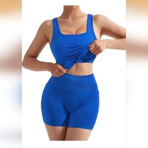 SUUKSESS  2 Piece Workout Sets Hidden Scrunch Butt Lifting Biker Shorts.sz:S